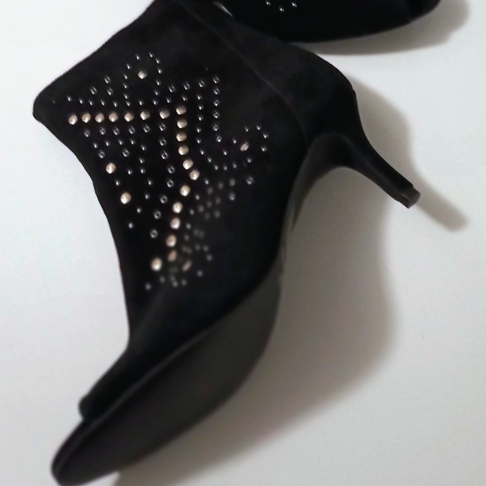 SEXY EMBELLISHED BLACK PEEP TOE BOOTIE